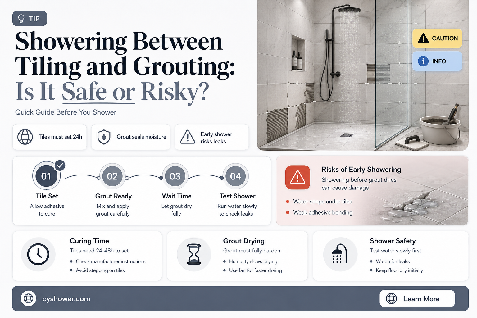 can i shower between tiling and before grouting