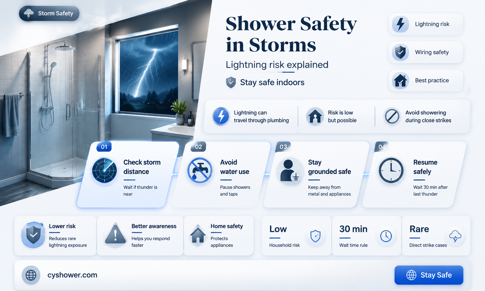 can i shower in a storn