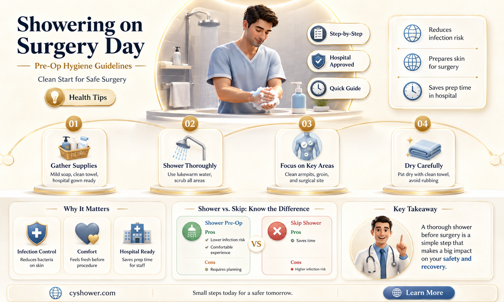 can i shower day of surgery