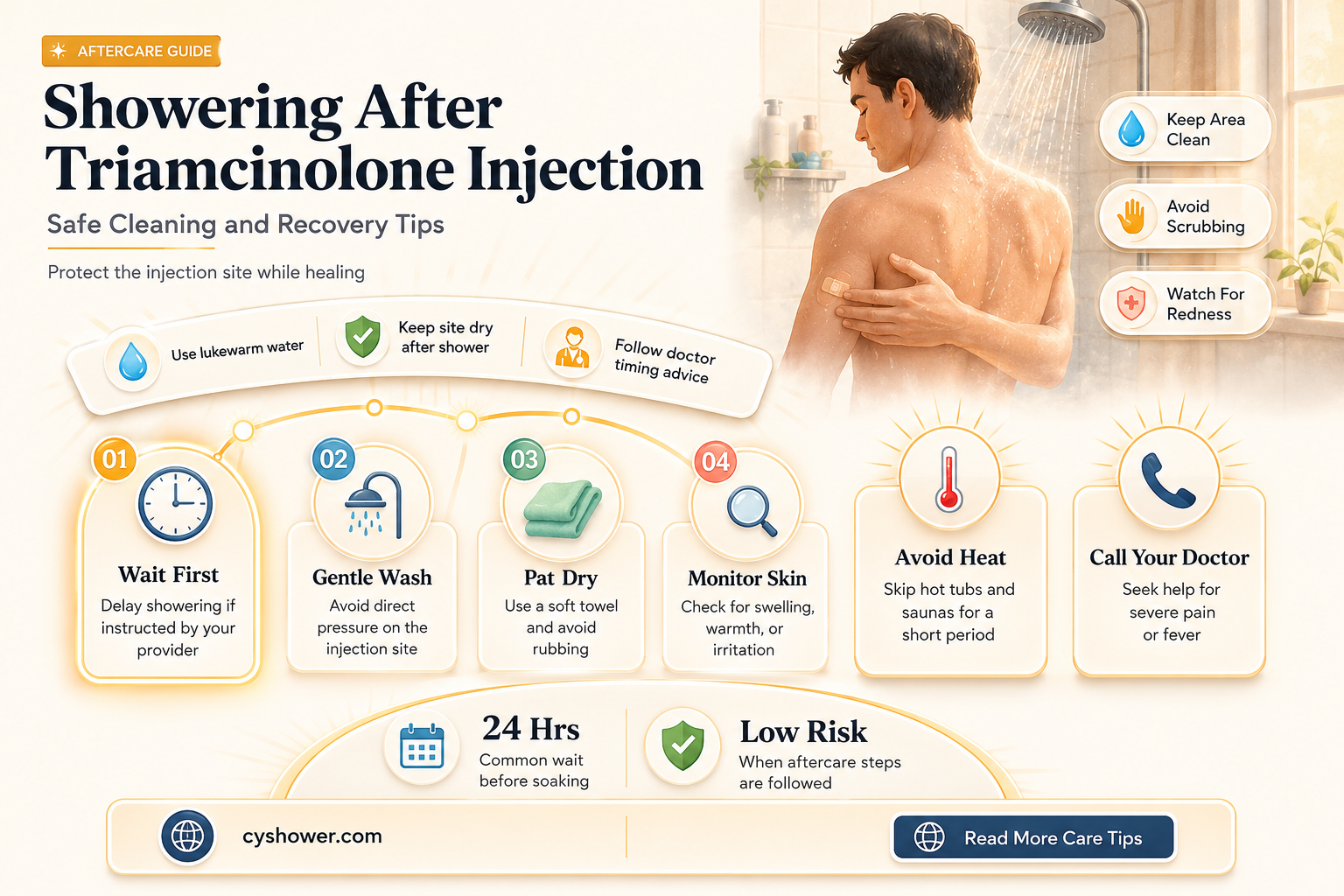 can i shower after triamcinolone injection