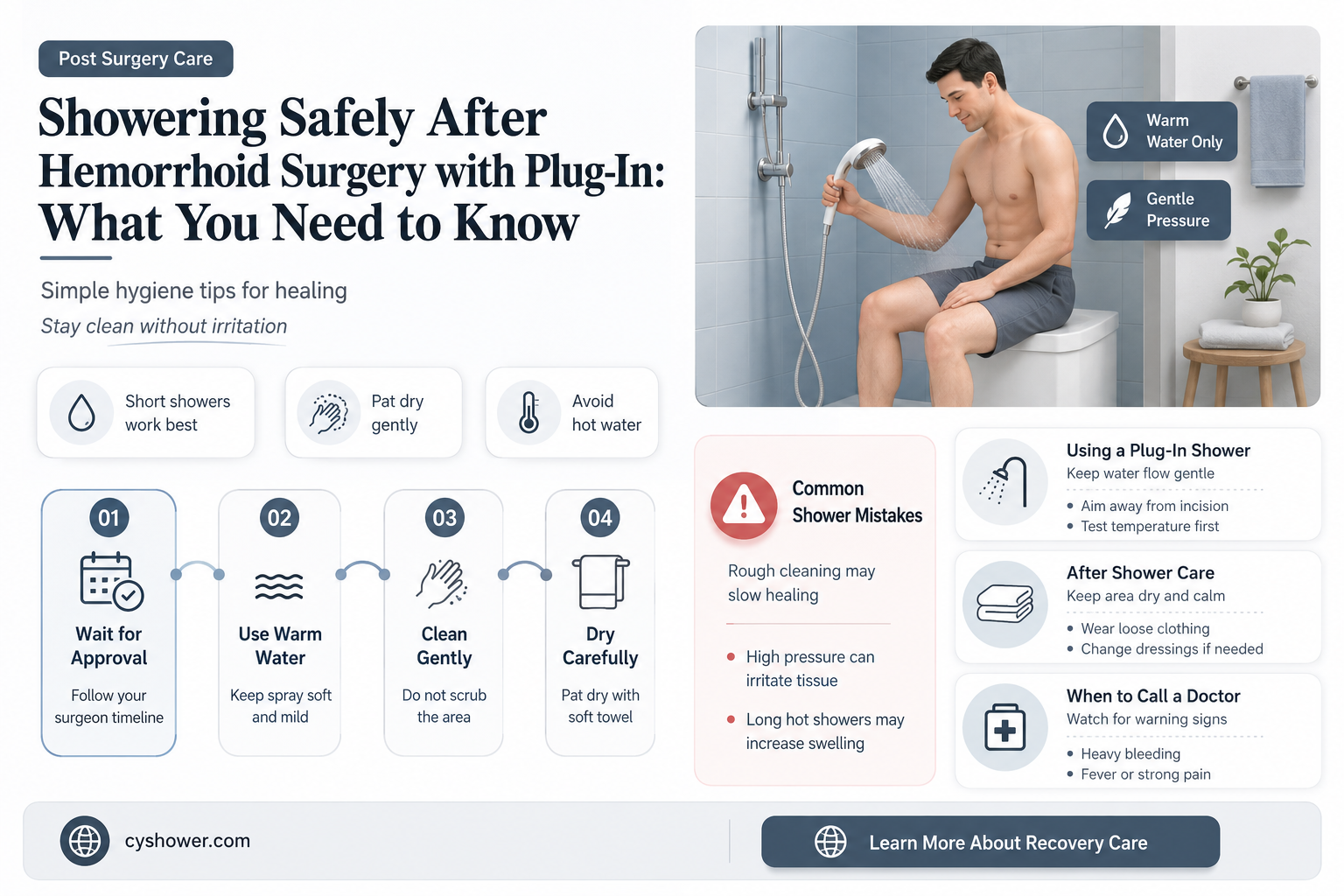 can i shower after hemmorhoid surgery with plug in