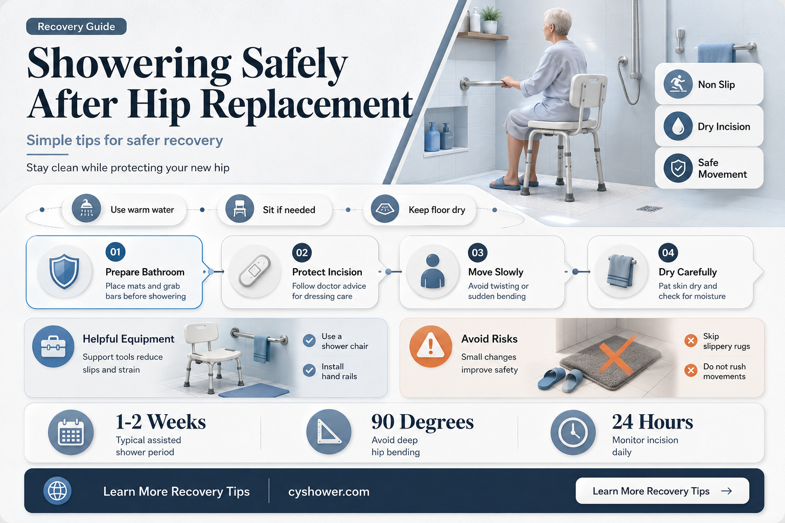 can i shower after hip replacement