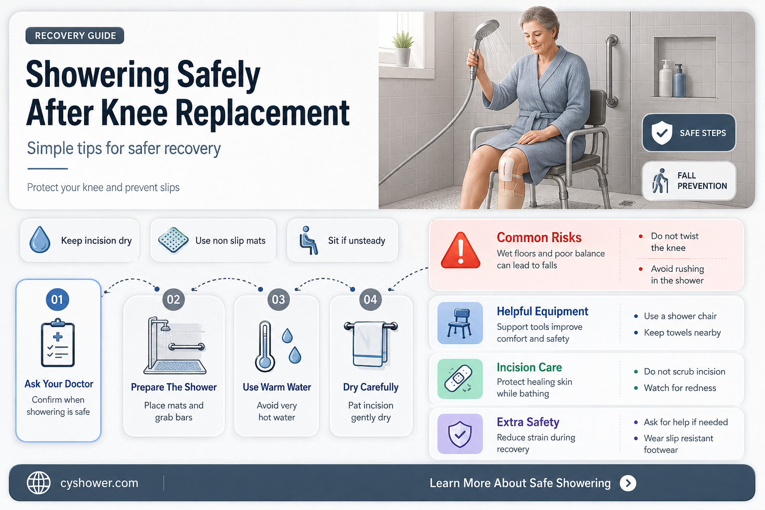 can i shower after knee replacement