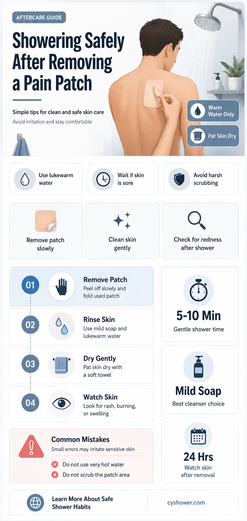 can i shower after i take off a pain patch