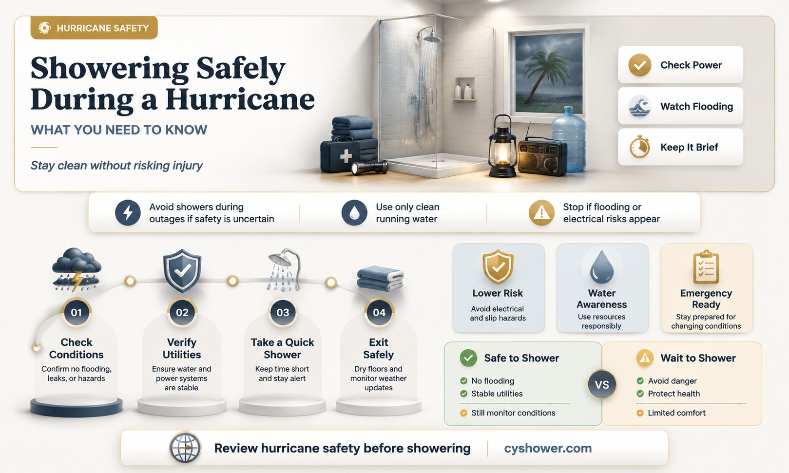can i shower during a hurricane
