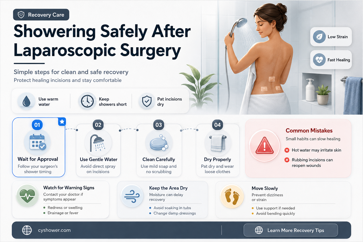 can i shower after laparoscopic surgery