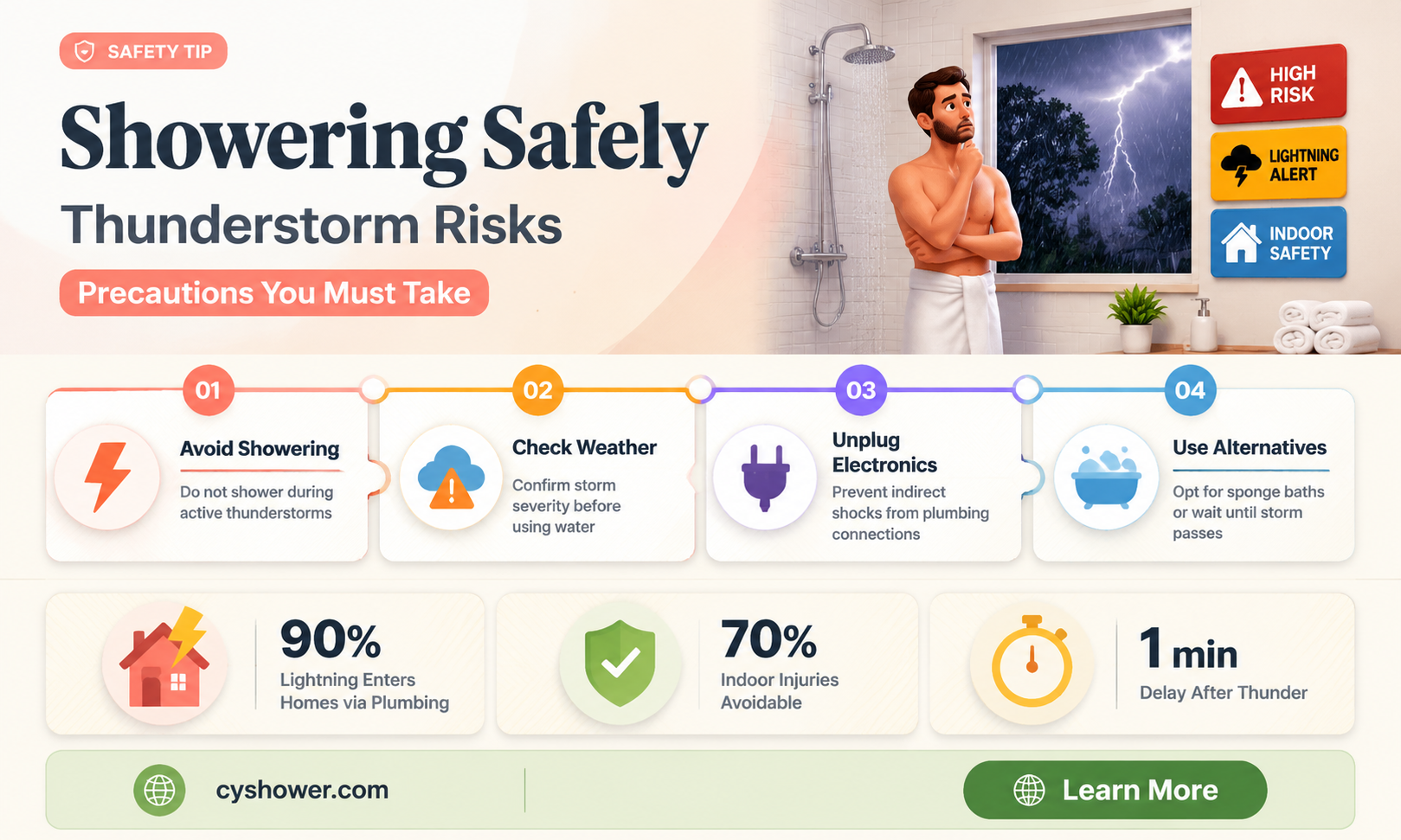 can i shower during a severe thunderstorm