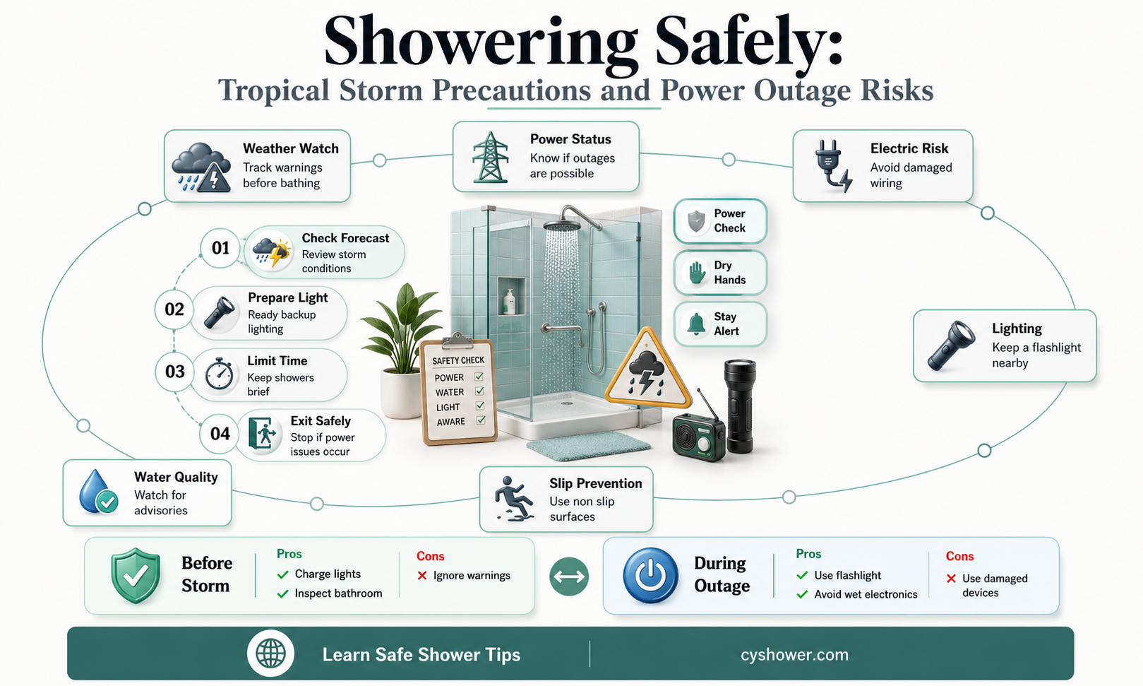can i shower during a tropical storm