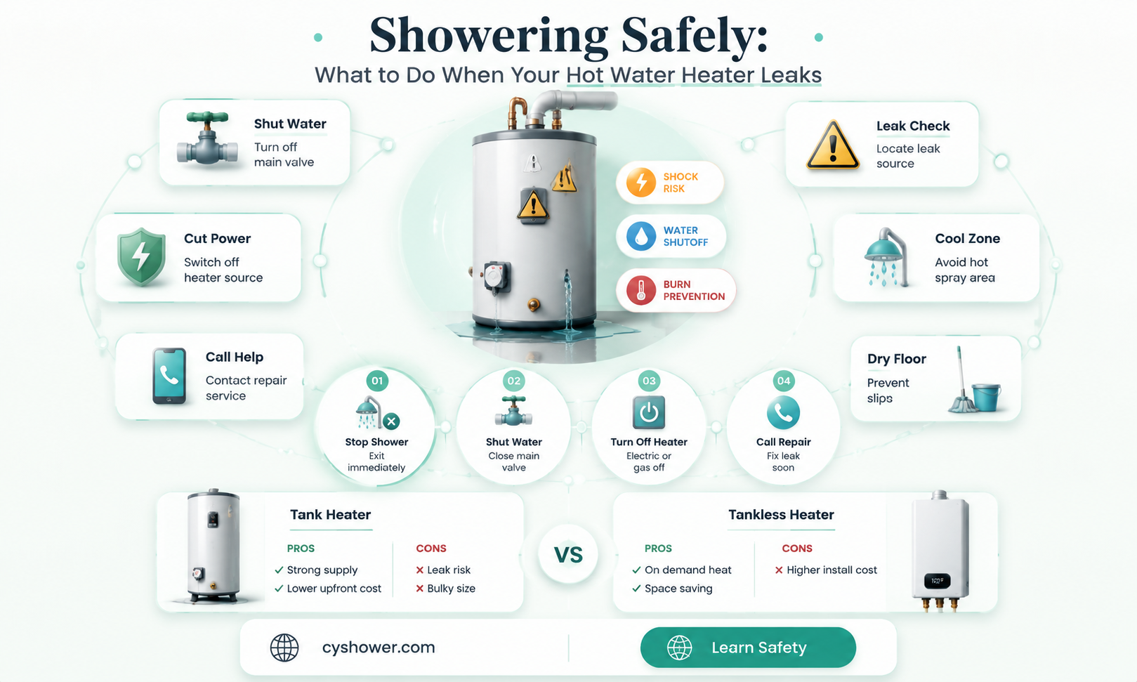 can i shower if my hot water heater is leaking