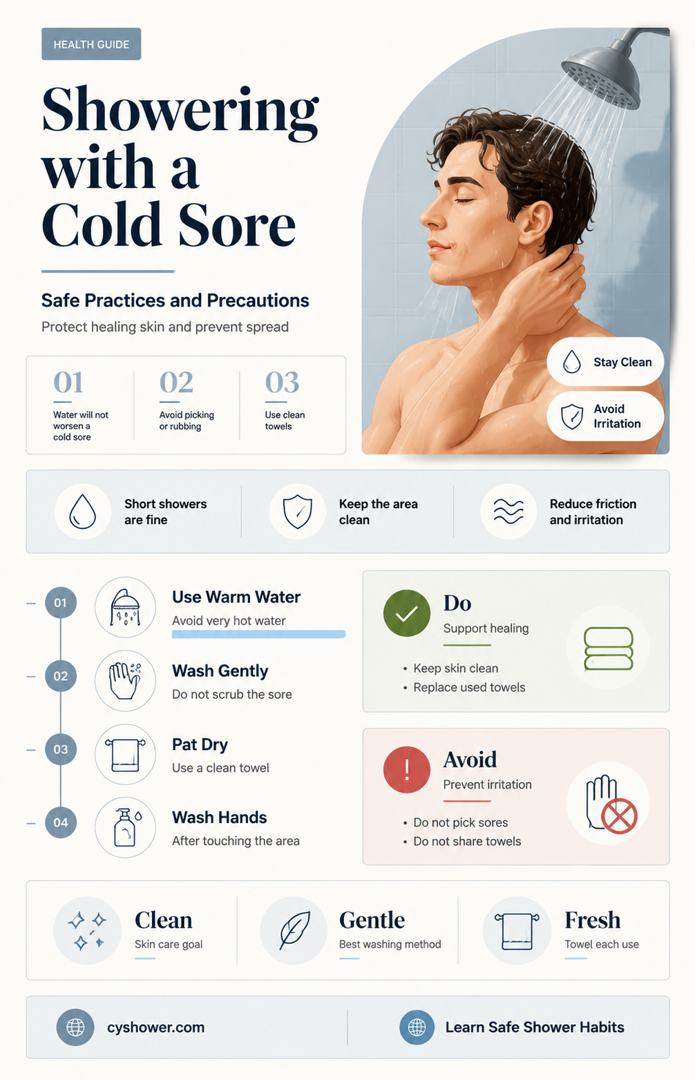 can i shower if i have a cold sore