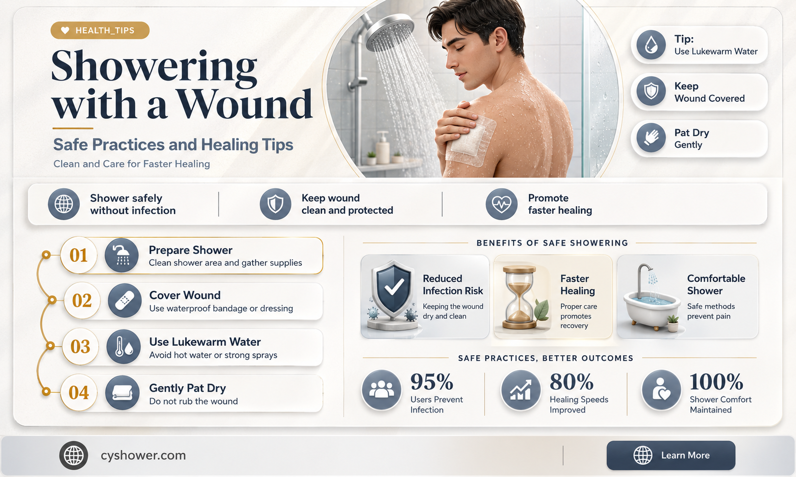 can i shower if i have a wound