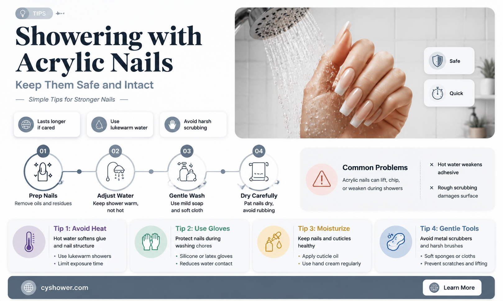 can i shower after getting acrylic nails