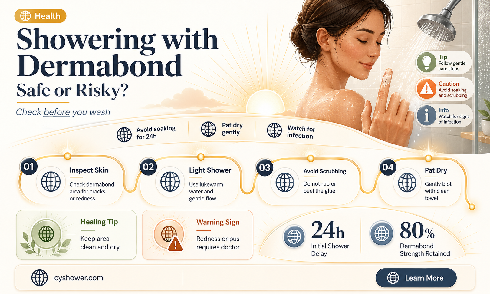 can i shower if dermabond is only partially off