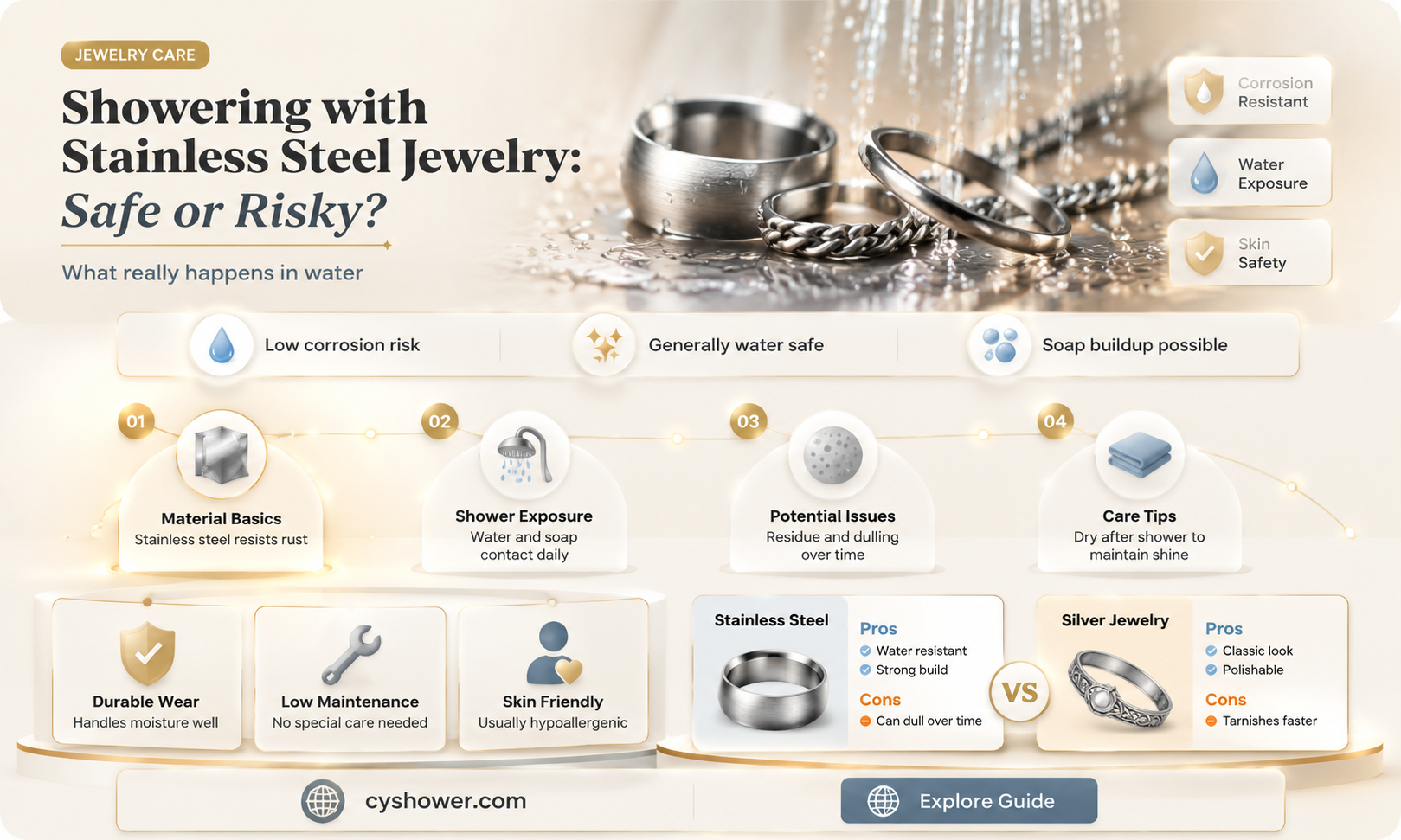 can i shower in my stainless steel jewelry