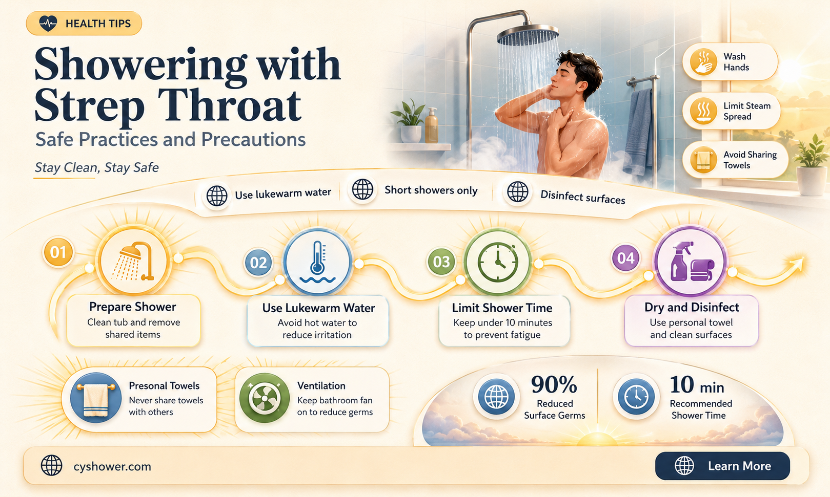 can i shower if i have strep throat