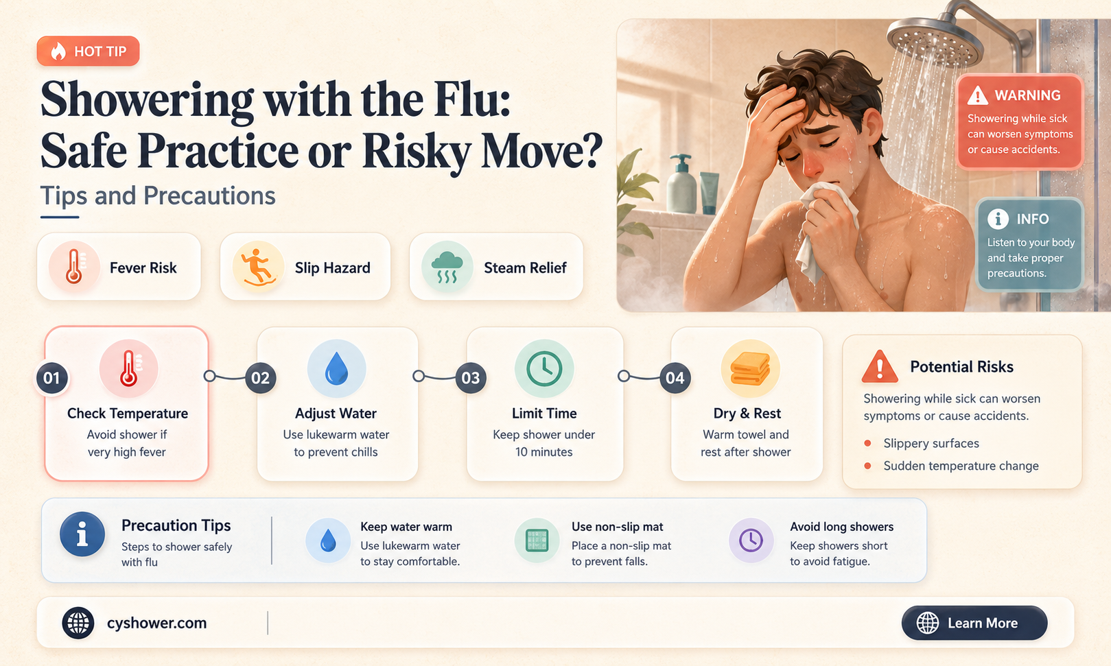 can i shower if i have a flu