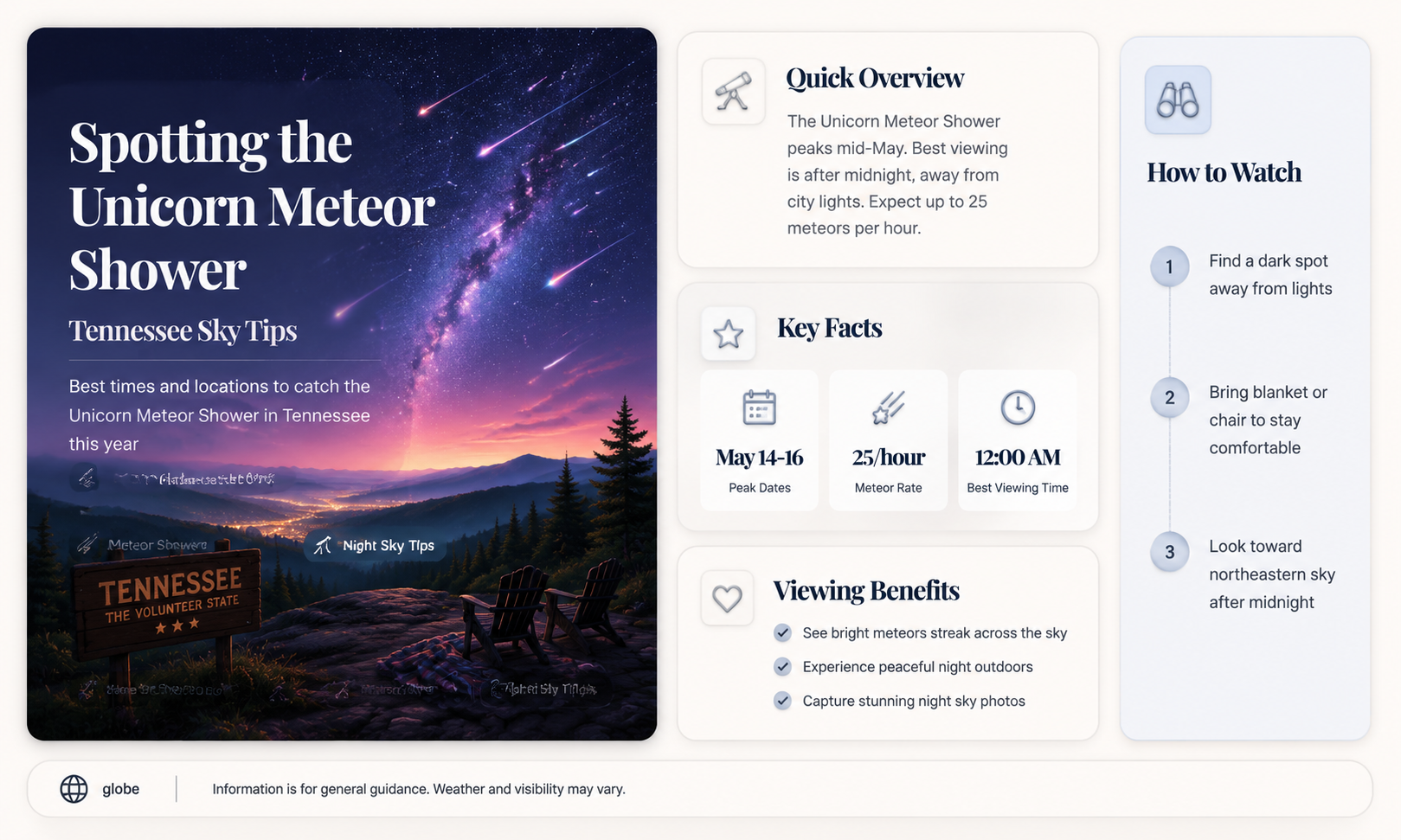 can i see the unicorn meteor shower in tennessee