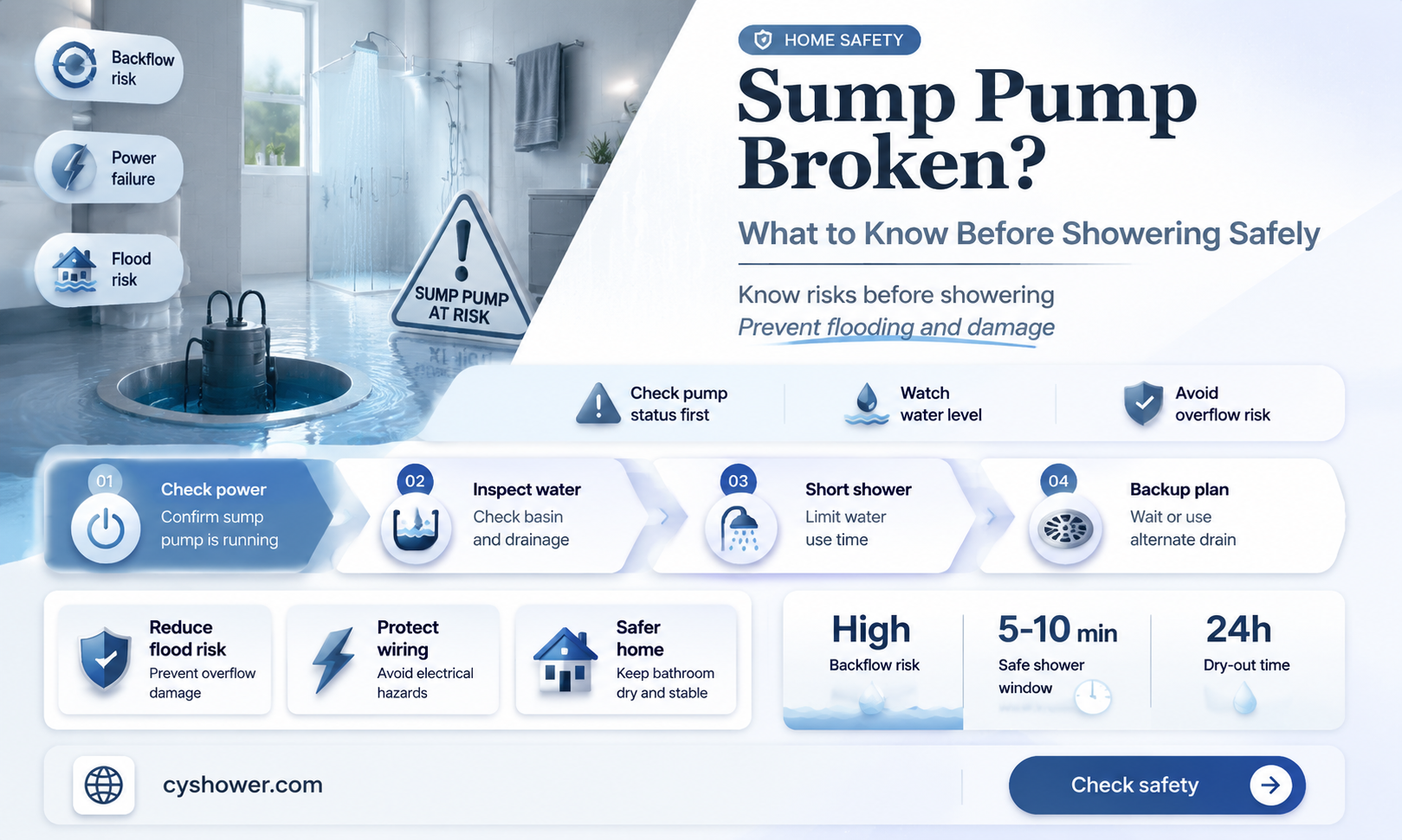 can i shower if my sump pump is broken