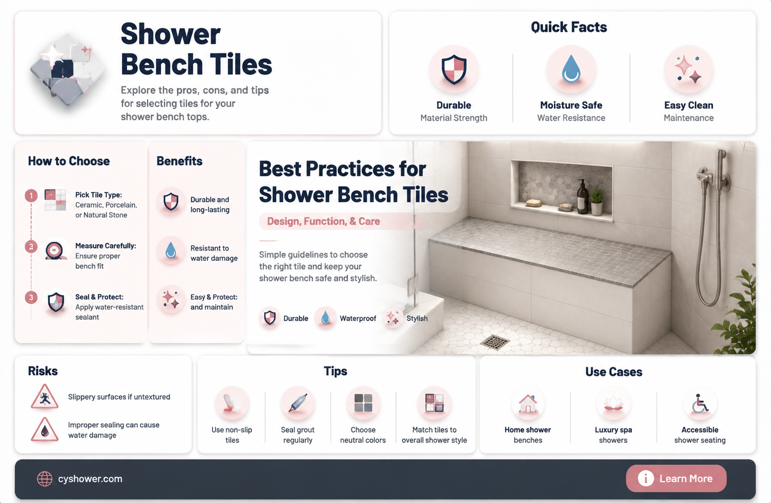 are tiles fine for shower bench top