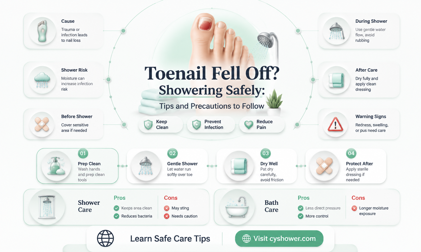 can i shower if my toenail fell off