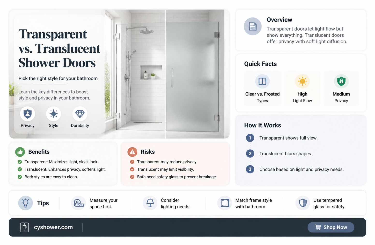 are shower doors transparent or translucent