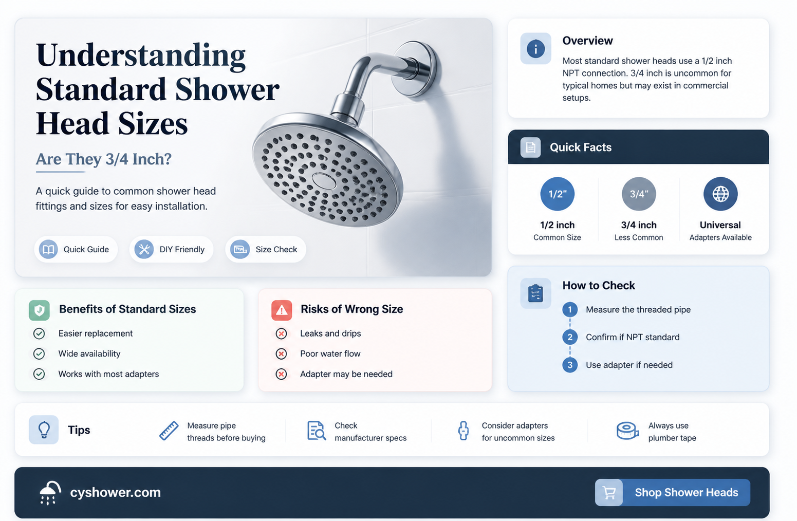 are shower heads 3 4 inch
