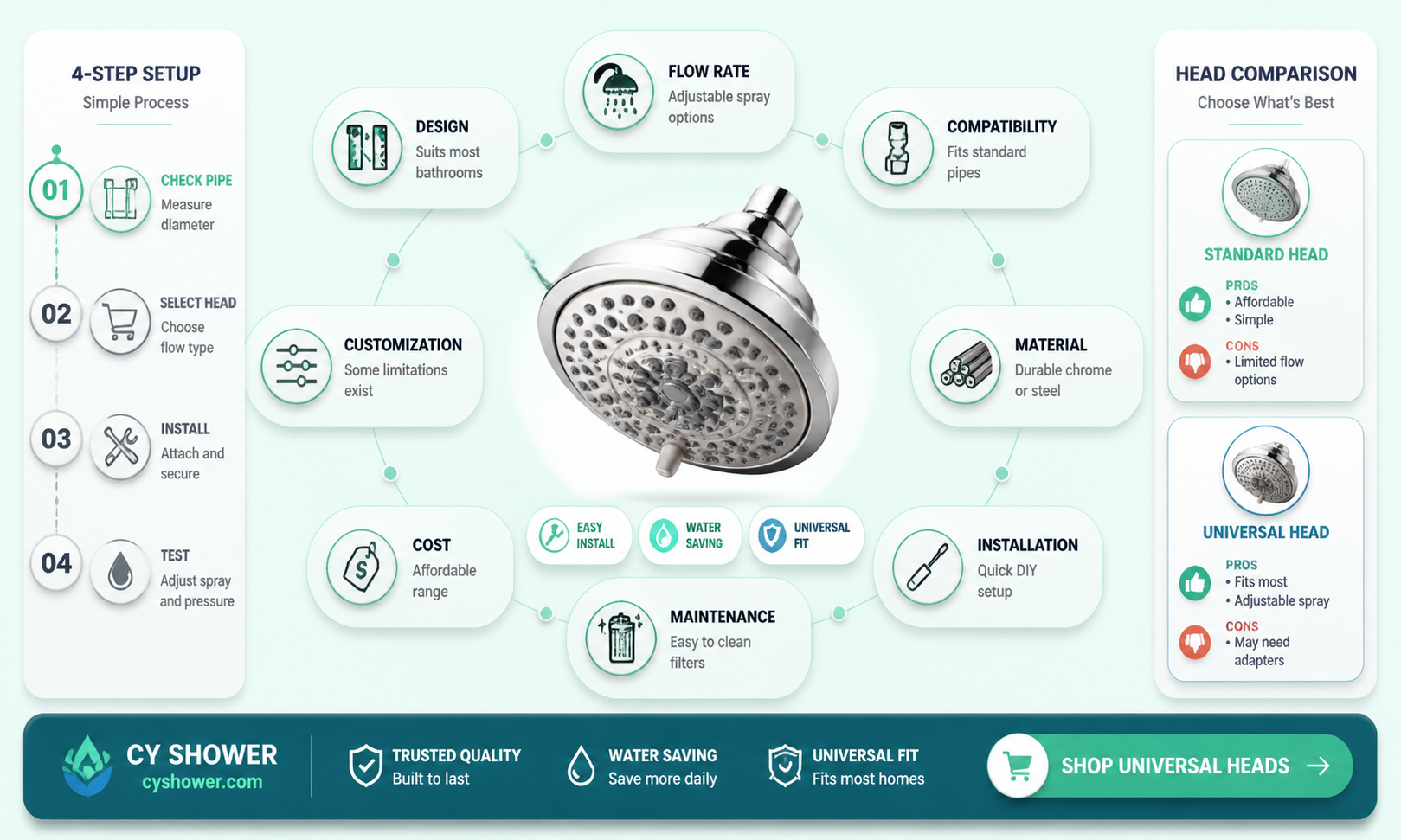 are shower heads one side fits all