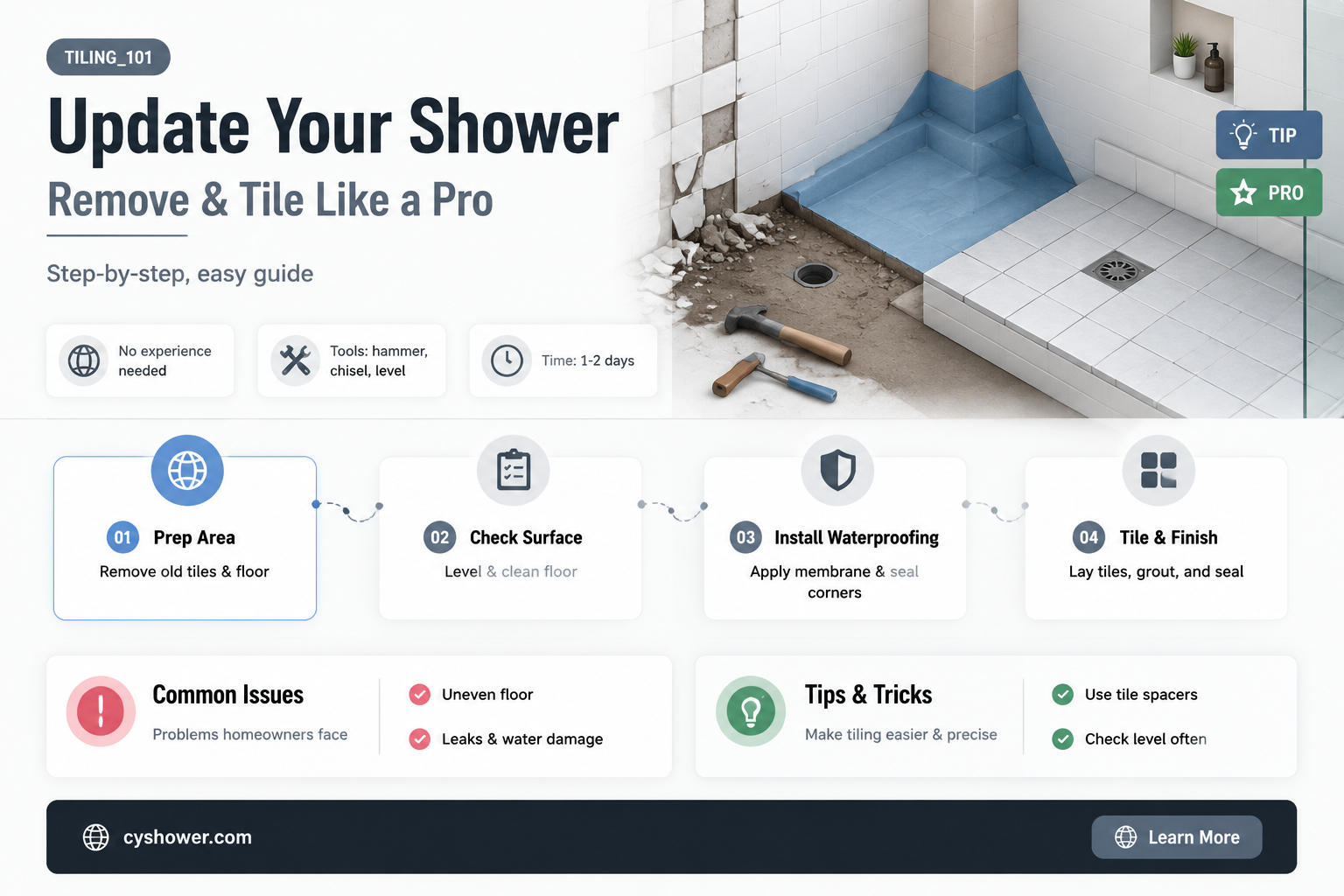 can i remove shower floor and update tile