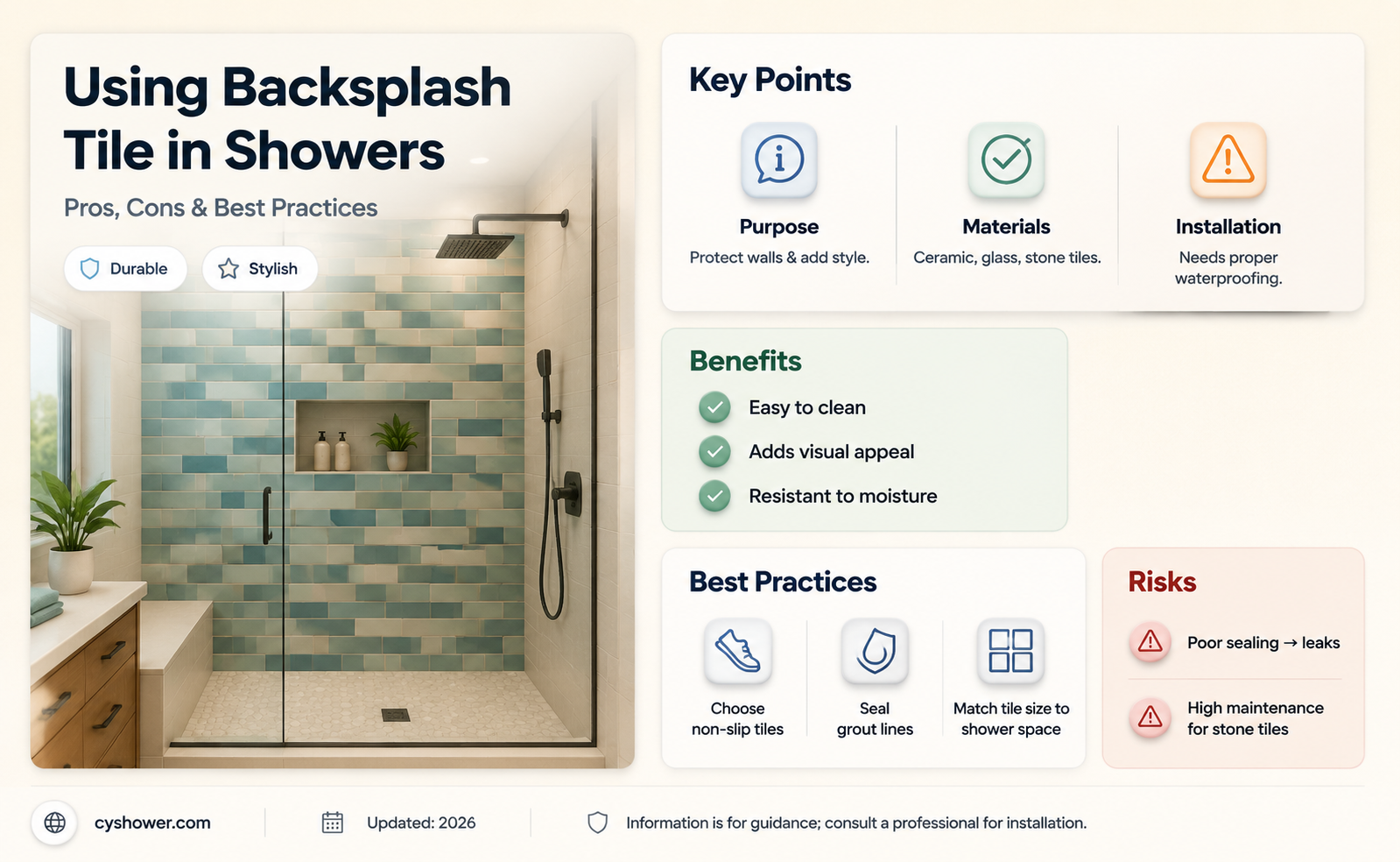 can backsplash tile be used in shower