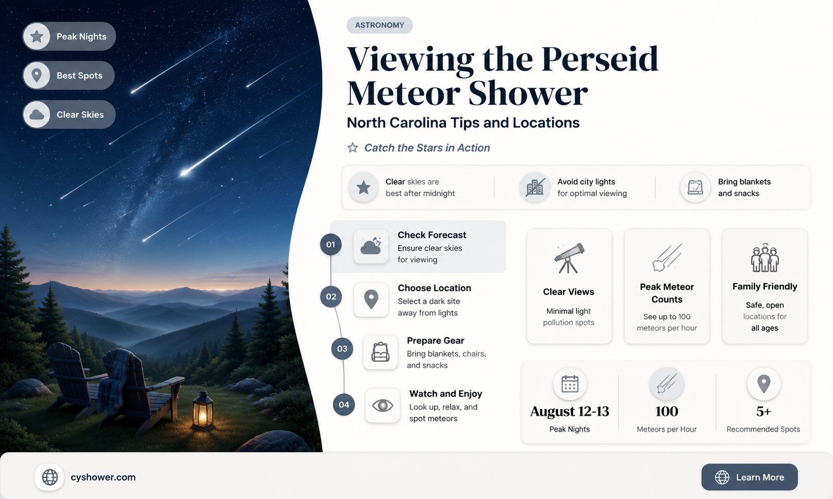 can i see the perseid meteor shower in north carolina