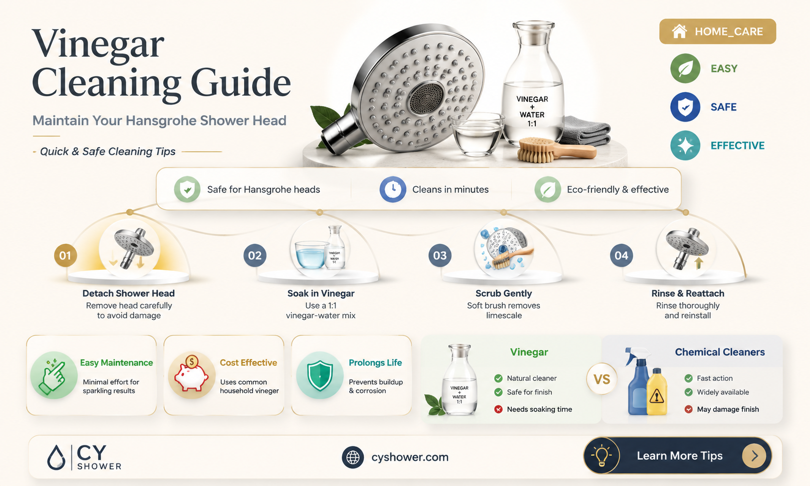 can i clean my hansgrohe shower head with vinegar