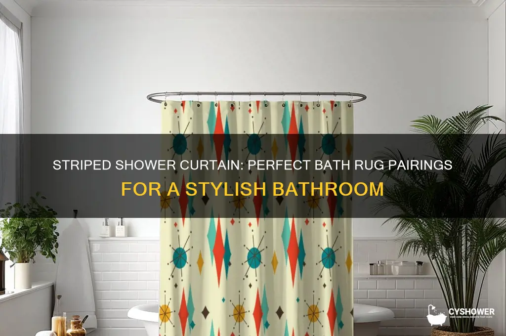 what bath rug with striped shower curtain