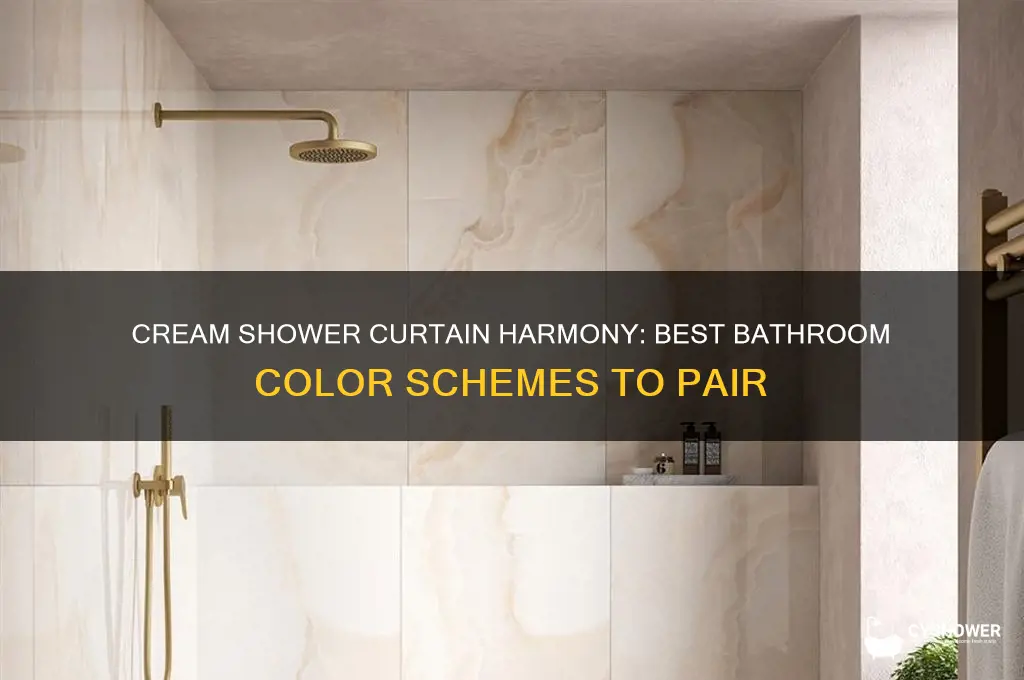 what bathroom color schemes match with cream shower curtain