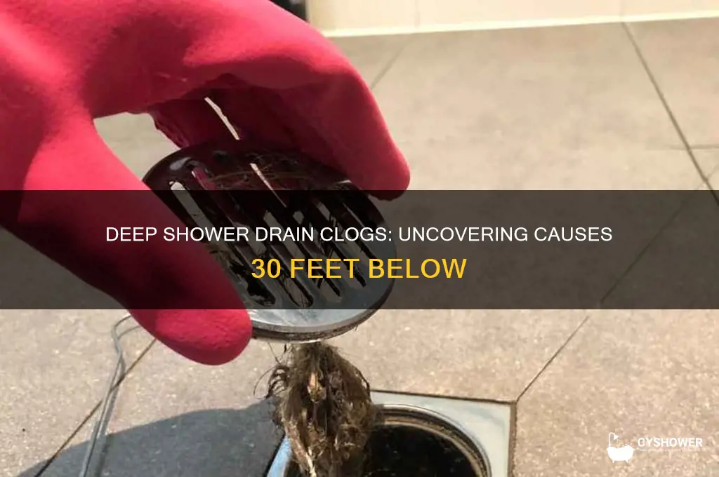 what can be clogging my shower drain 30 ft deep