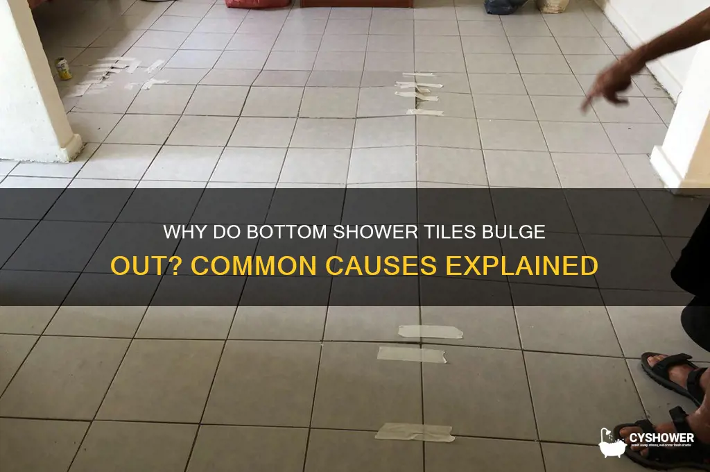 what causes bottom row tiles in shower to bulge out