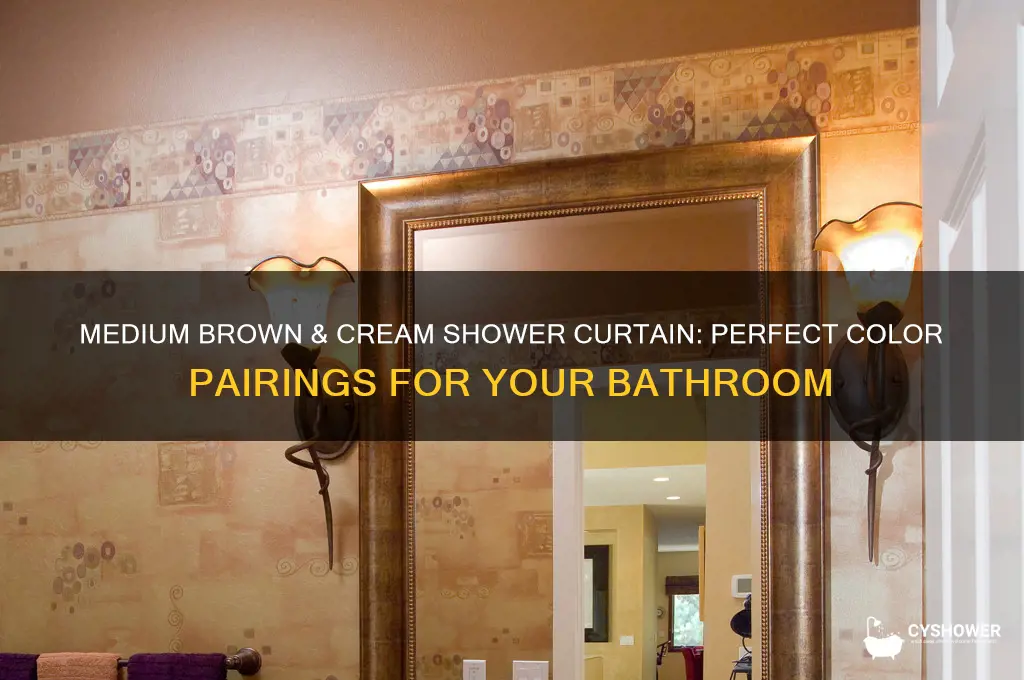 what color goes with medium brown and cream shower curtain