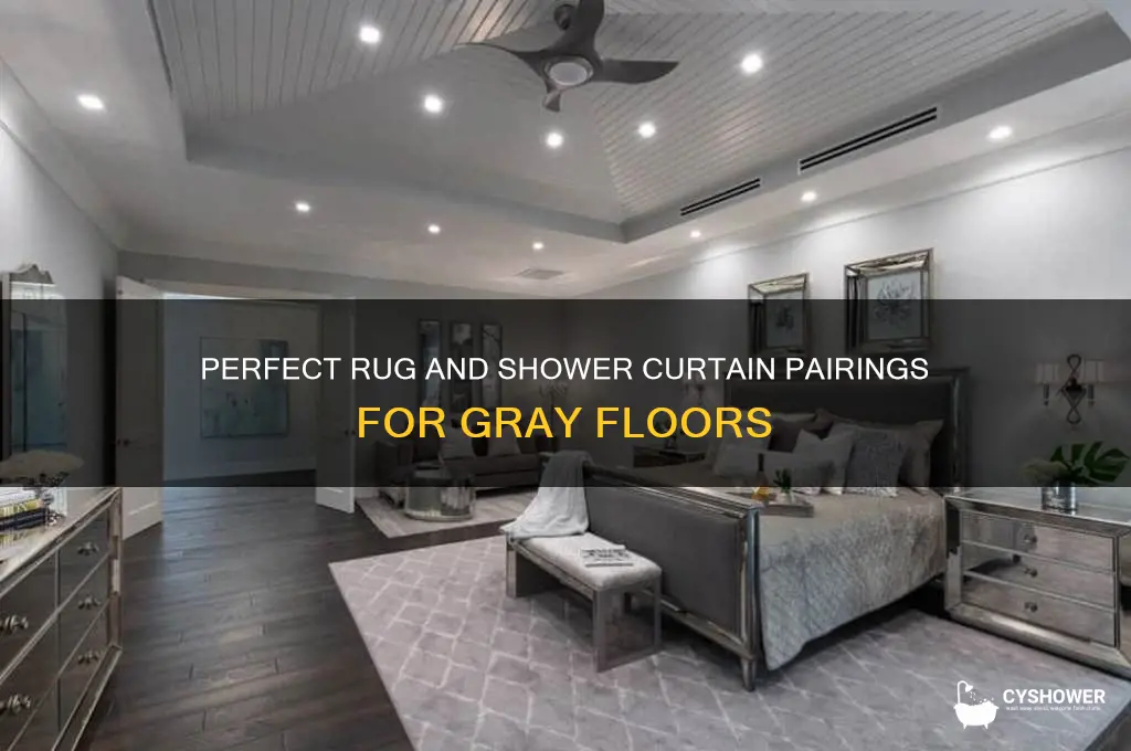what color rug and shower curtain for gray colored floor