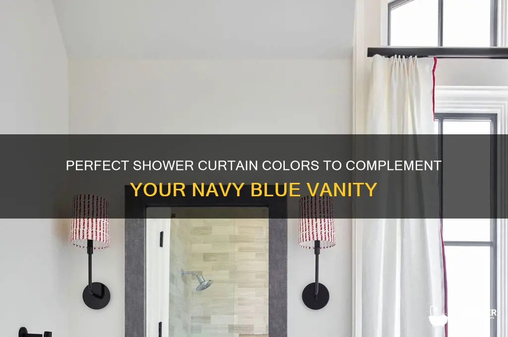what color shower curtain for navy blue vanity