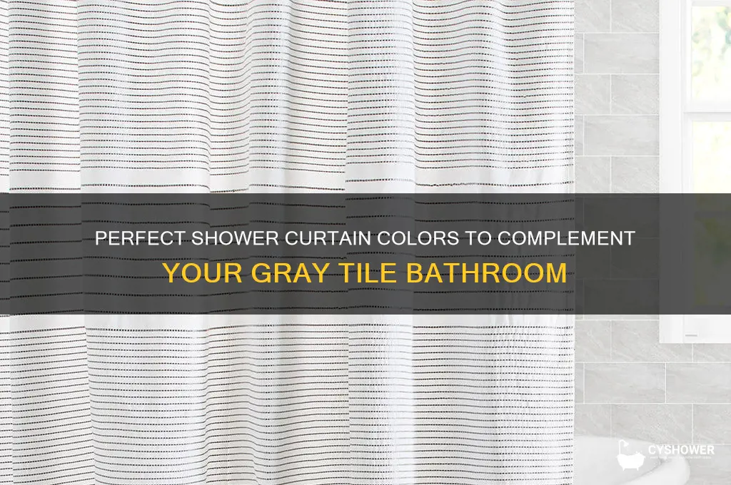 what color shower curtain gray tile