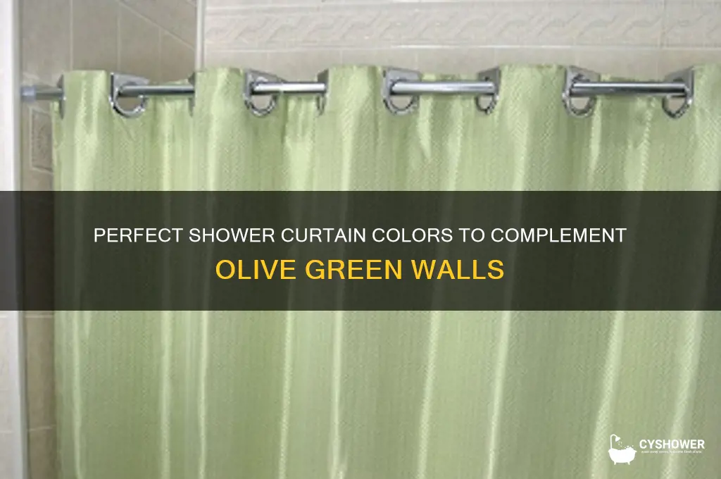what color shower curtain with olive green walls