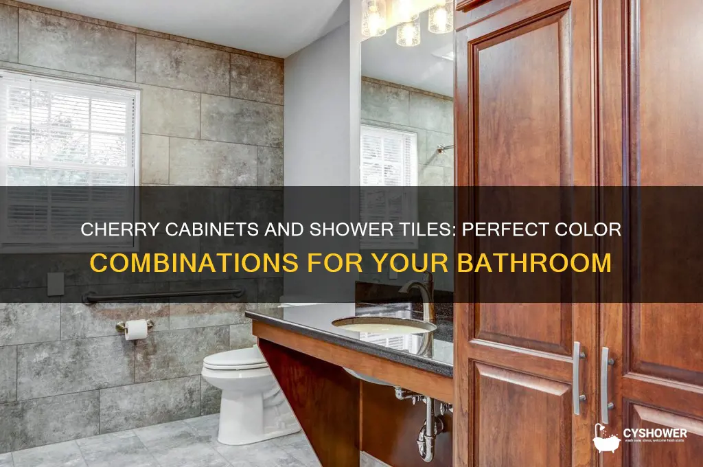 what color shower tile goes with cherry cabinets