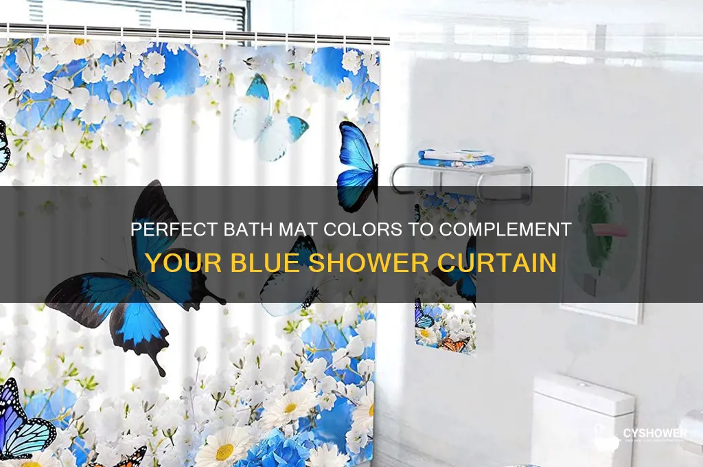 what colored bath mat with blue shower curtain