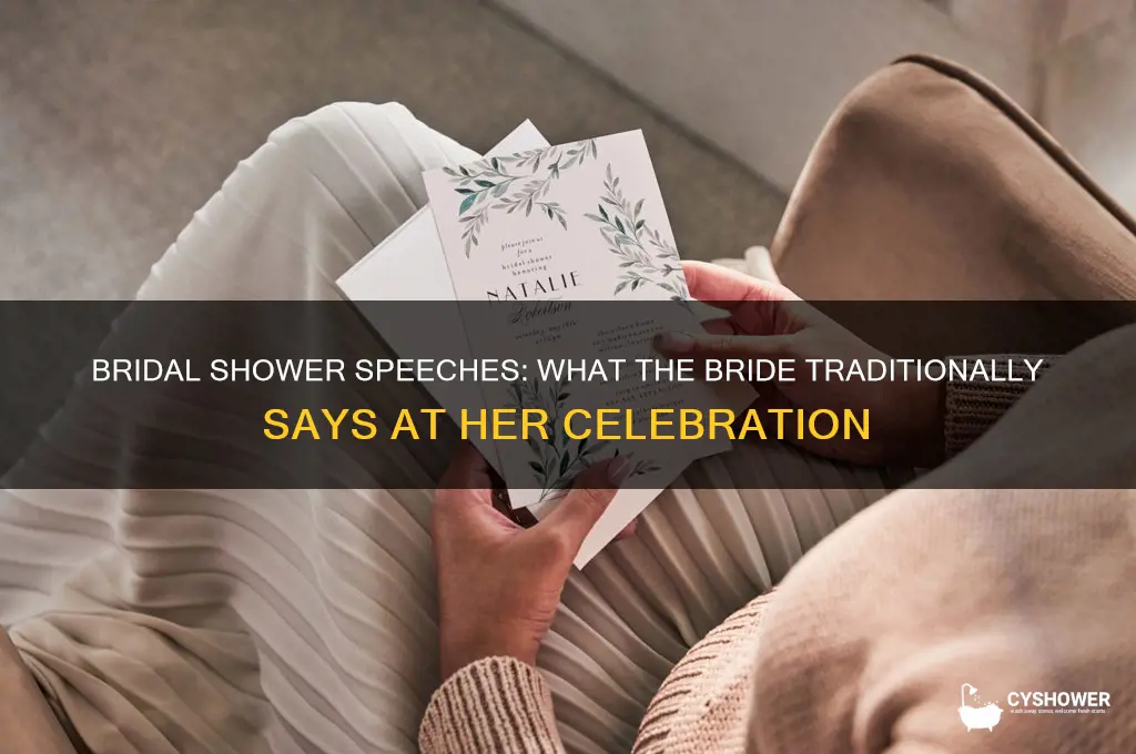 what does the bride say at her bridal shower