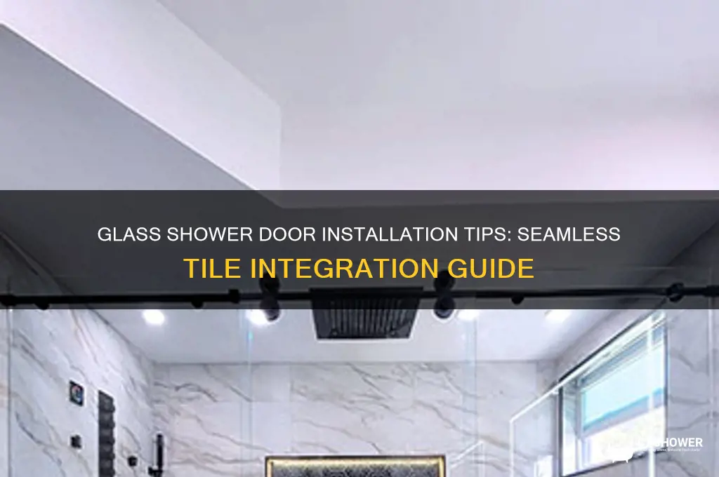 what goes on glass shower door next to tile