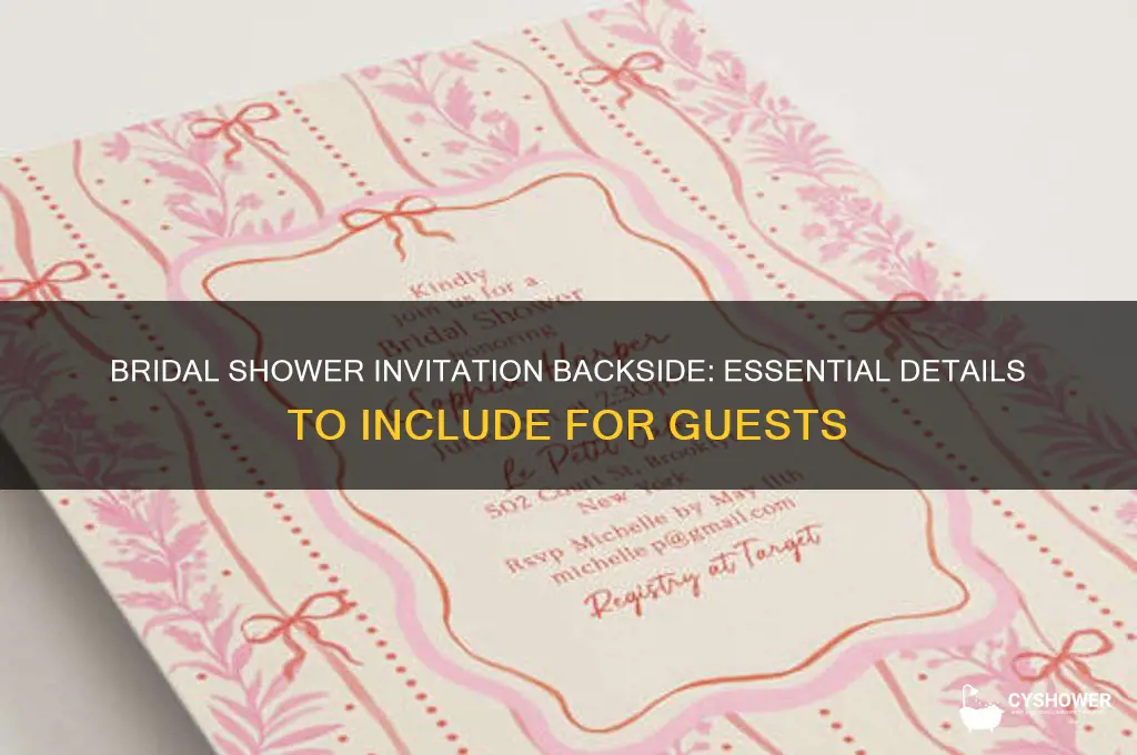 what goes on the back of a bridal shower invitation