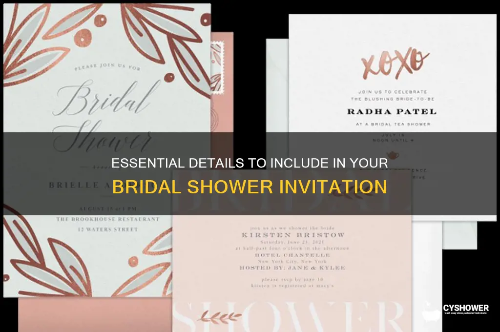 what informatin should be included in the bridal shower invite
