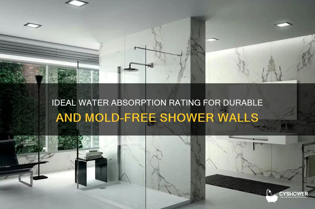 what is recommended water absorption rating for shower walls