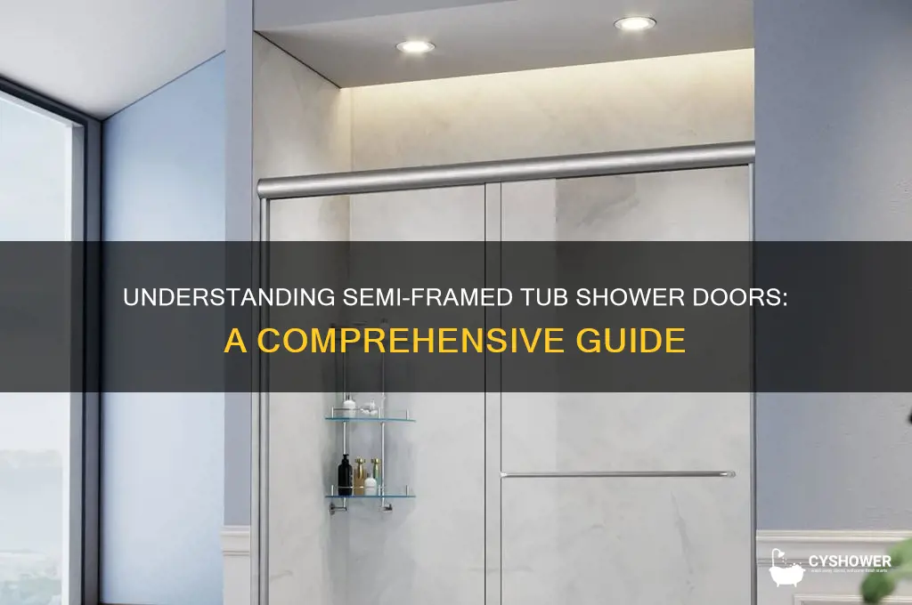 what is semi framed tub shower door