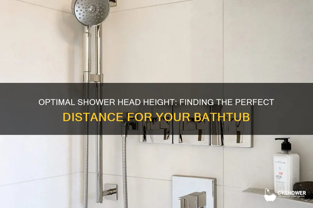 what is the distance between shower head and bathtub