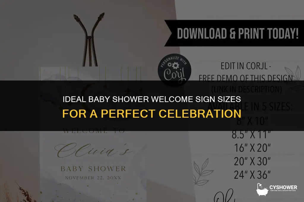 what is the typical baby shower welcome sign size